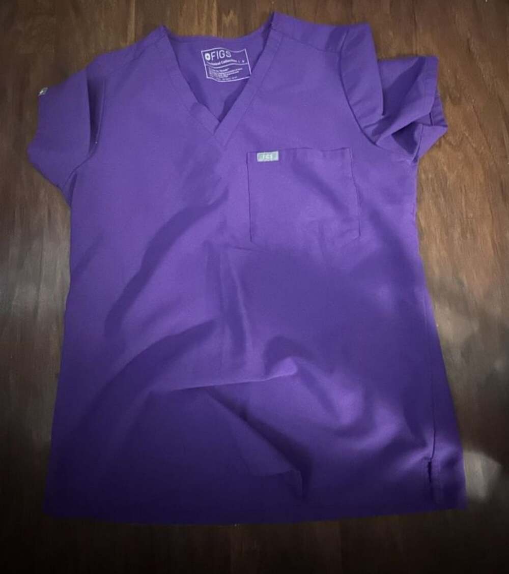 FIGS Technical Collection Women's V-Neck Scrub Top in Amethyst/Purple, Size S